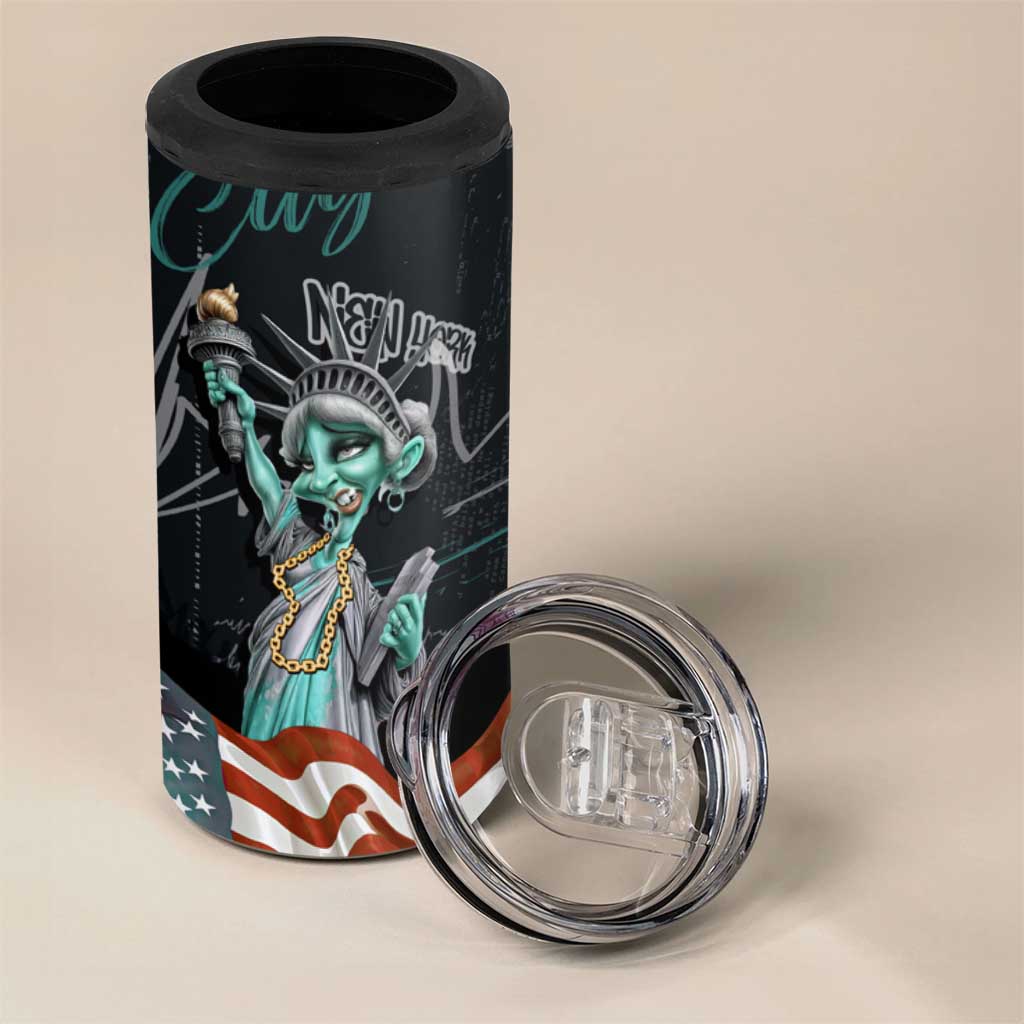 Street Art Liberty 4 in 1 Can Cooler Tumbler with Graffiti Print and Cartoon Statue of Liberty - Wonder Print Shop