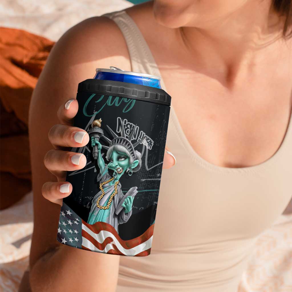 Street Art Liberty 4 in 1 Can Cooler Tumbler with Graffiti Print and Cartoon Statue of Liberty - Wonder Print Shop