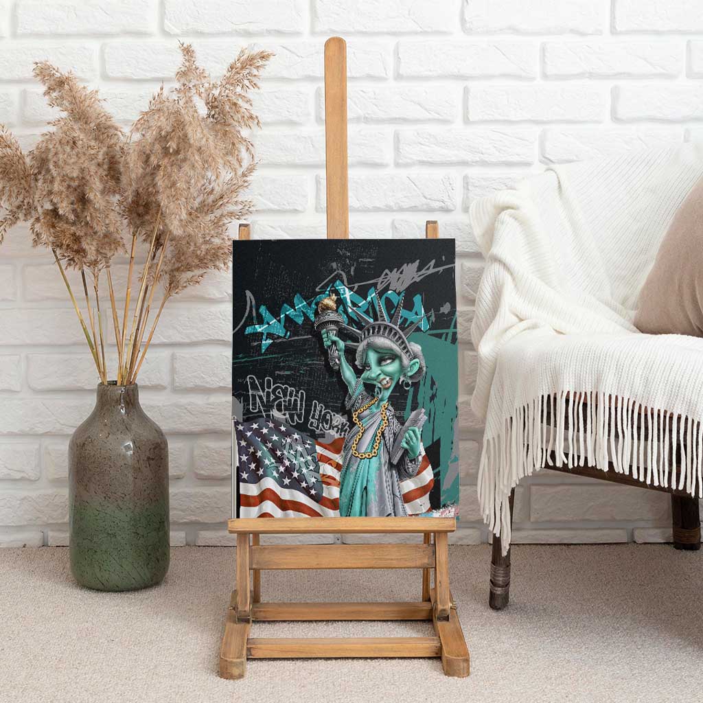 Street Art Liberty Canvas Wall Art with Graffiti Print and Cartoon Statue of Liberty - Wonder Print Shop