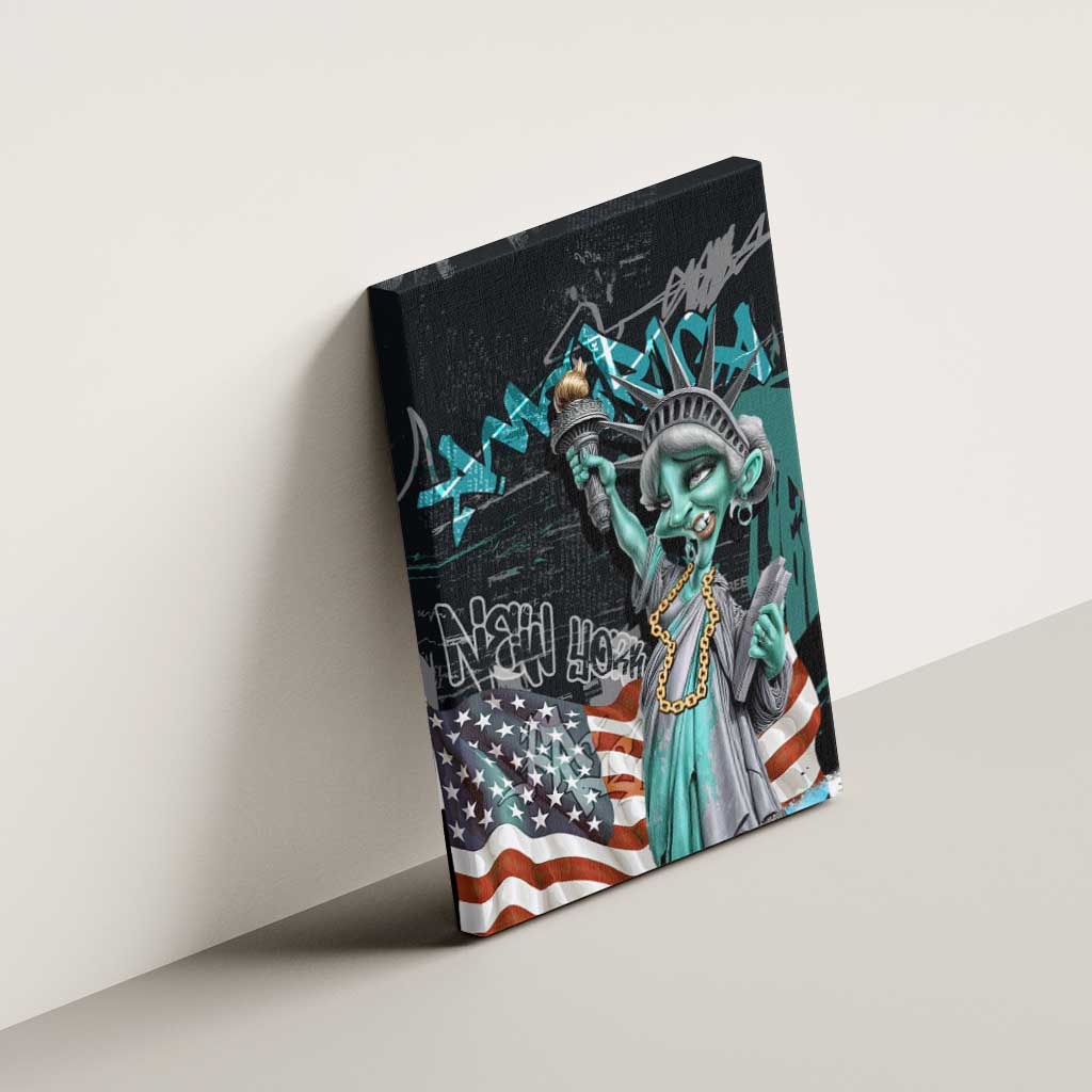 Street Art Liberty Canvas Wall Art with Graffiti Print and Cartoon Statue of Liberty - Wonder Print Shop
