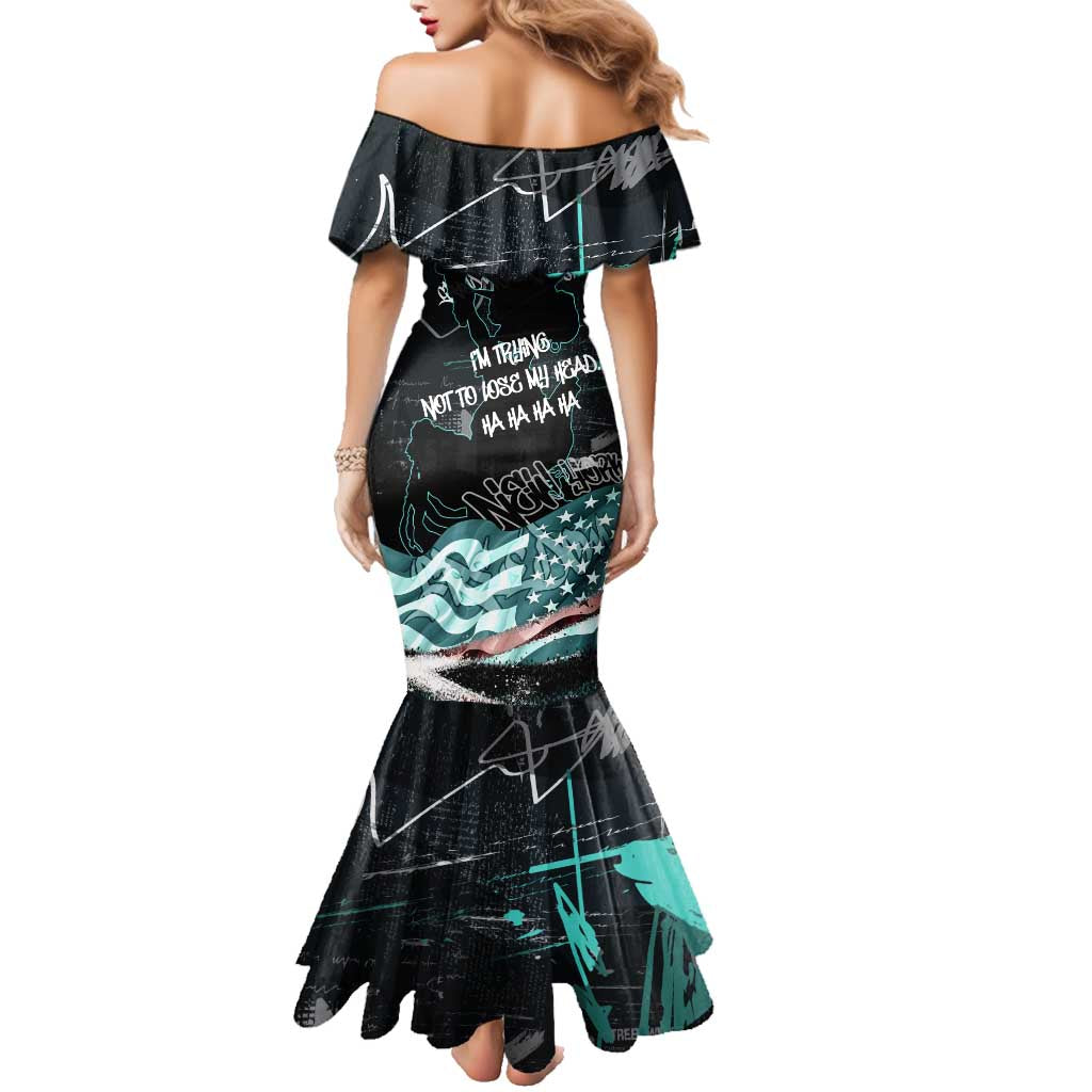 Street Art Liberty Family Matching Mermaid Dress and Hawaiian Shirt with Graffiti Print and Cartoon Statue of Liberty - Wonder Print Shop