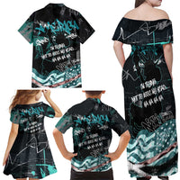 Street Art Liberty Family Matching Off Shoulder Maxi Dress and Hawaiian Shirt with Graffiti Print and Cartoon Statue of Liberty - Wonder Print Shop