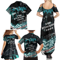 Street Art Liberty Family Matching Summer Maxi Dress and Hawaiian Shirt with Graffiti Print and Cartoon Statue of Liberty - Wonder Print Shop