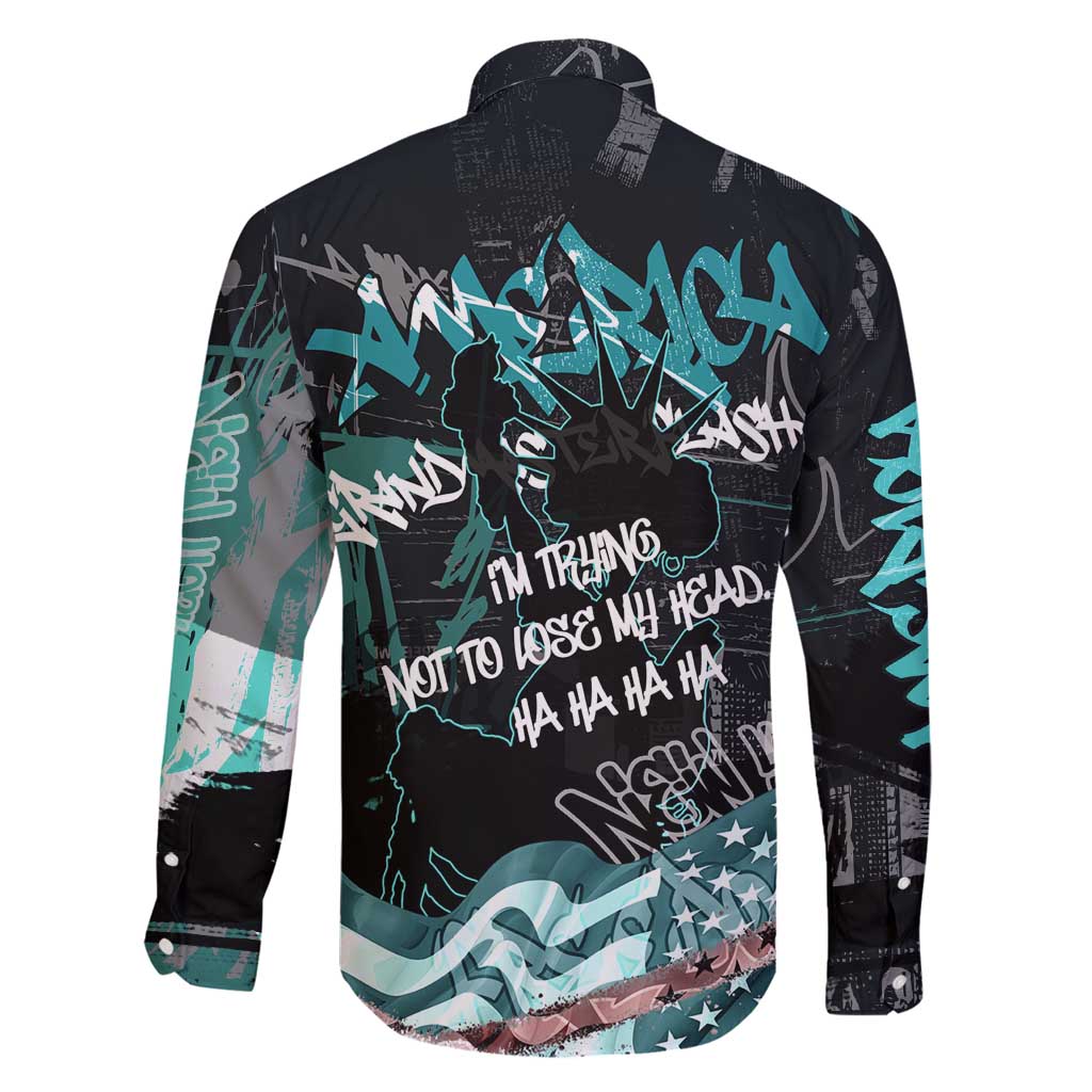 Street Art Liberty Family Matching Summer Maxi Dress and Hawaiian Shirt with Graffiti Print and Cartoon Statue of Liberty - Wonder Print Shop