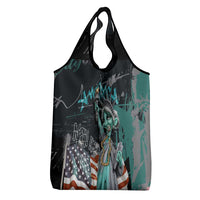 Street Art Liberty Grocery Bag with Graffiti Print and Cartoon Statue of Liberty - Wonder Print Shop