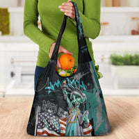 Street Art Liberty Grocery Bag with Graffiti Print and Cartoon Statue of Liberty - Wonder Print Shop