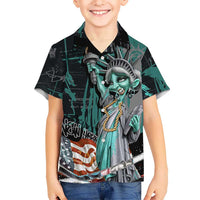 Street Art Liberty Hawaiian Shirt with Graffiti Print and Cartoon Statue of Liberty - Wonder Print Shop