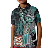 Street Art Liberty Kid Polo Shirt with Graffiti Print and Cartoon Statue of Liberty - Wonder Print Shop