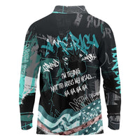 Street Art Liberty Long Sleeve Polo Shirt with Graffiti Print and Cartoon Statue of Liberty - Wonder Print Shop