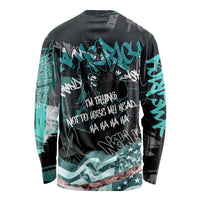 Street Art Liberty Long Sleeve Shirt with Graffiti Print and Cartoon Statue of Liberty - Wonder Print Shop