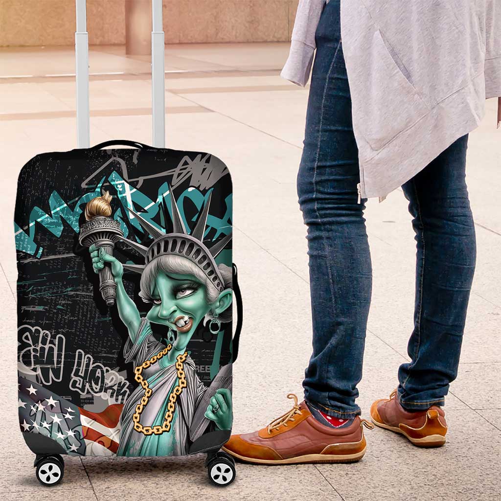 Street Art Liberty Luggage Cover with Graffiti Print and Cartoon Statue of Liberty - Wonder Print Shop