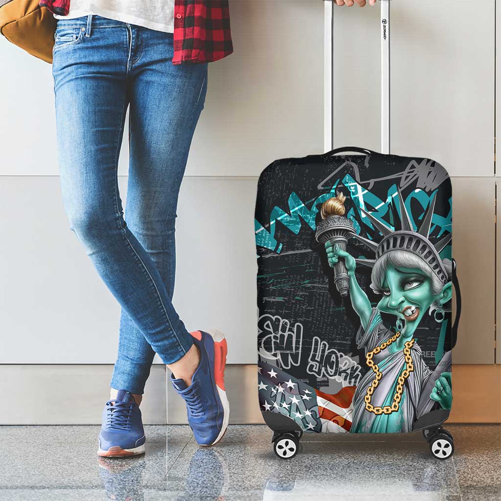 Street Art Liberty Luggage Cover with Graffiti Print and Cartoon Statue of Liberty - Wonder Print Shop