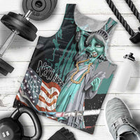 Street Art Liberty Men Tank Top with Graffiti Print and Cartoon Statue of Liberty - Wonder Print Shop