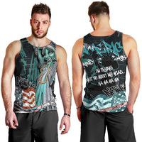 Street Art Liberty Men Tank Top with Graffiti Print and Cartoon Statue of Liberty - Wonder Print Shop