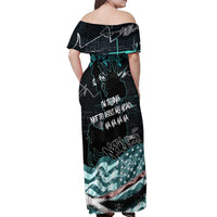 Street Art Liberty Off Shoulder Maxi Dress with Graffiti Print and Cartoon Statue of Liberty - Wonder Print Shop