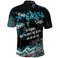 Street Art Liberty Polo Shirt with Graffiti Print and Cartoon Statue of Liberty - Wonder Print Shop