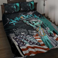 Street Art Liberty Quilt Bed Set with Graffiti Print and Cartoon Statue of Liberty - Wonder Print Shop