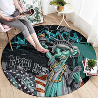 Street Art Liberty Round Carpet with Graffiti Print and Cartoon Statue of Liberty - Wonder Print Shop