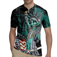 Street Art Liberty Rugby Jersey with Graffiti Print and Cartoon Statue of Liberty - Wonder Print Shop