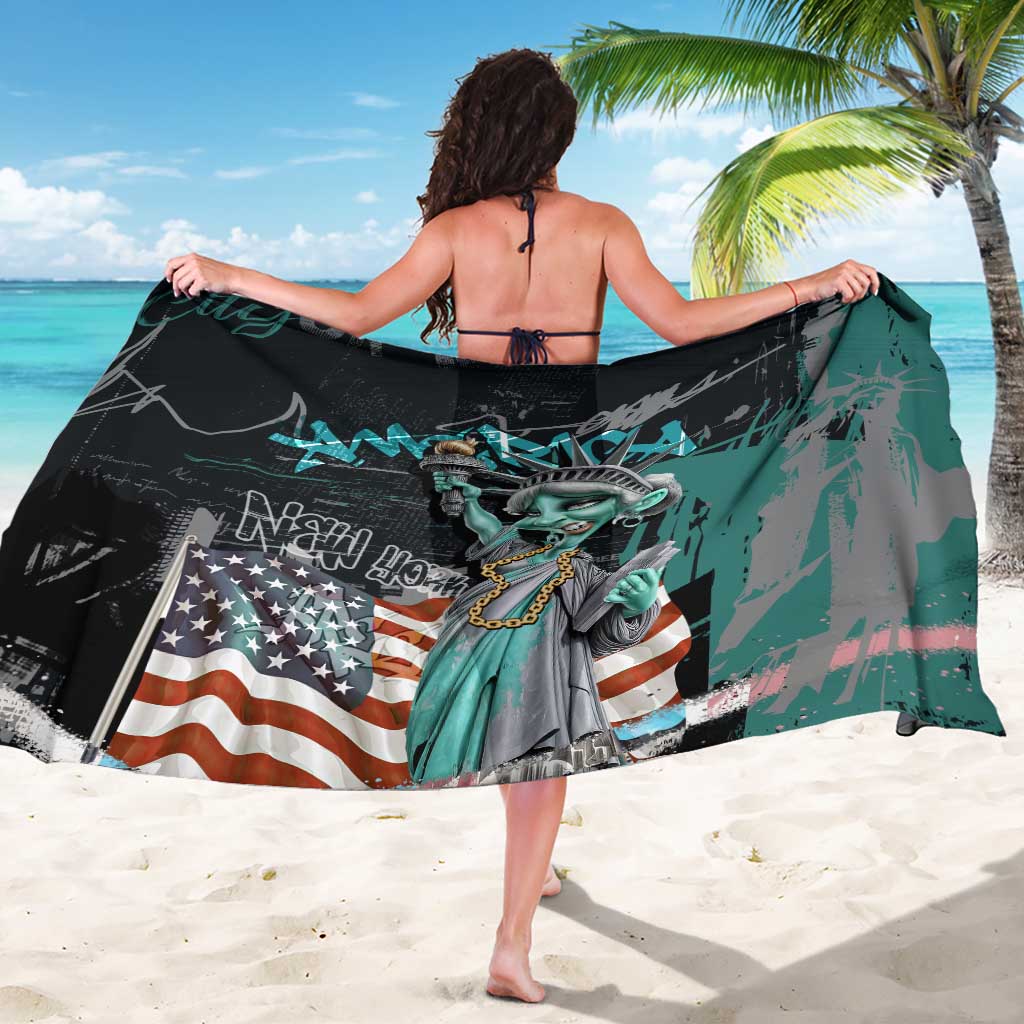 Street Art Liberty Sarong with Graffiti Print and Cartoon Statue of Liberty - Wonder Print Shop