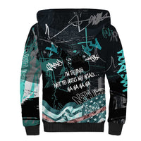 Street Art Liberty Sherpa Hoodie with Graffiti Print and Cartoon Statue of Liberty - Wonder Print Shop