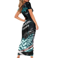 Street Art Liberty Short Sleeve Bodycon Dress with Graffiti Print and Cartoon Statue of Liberty - Wonder Print Shop