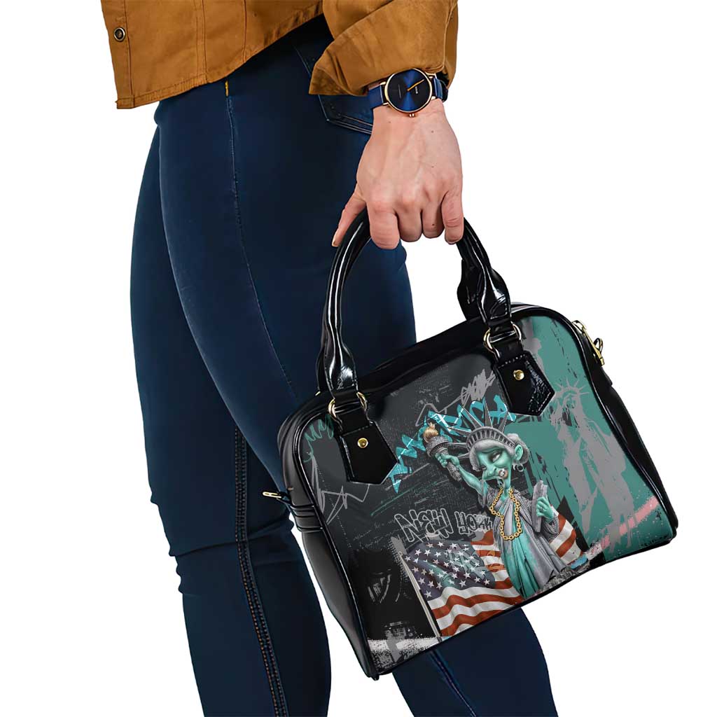 Street Art Liberty Shoulder Handbag with Graffiti Print and Cartoon Statue of Liberty - Wonder Print Shop