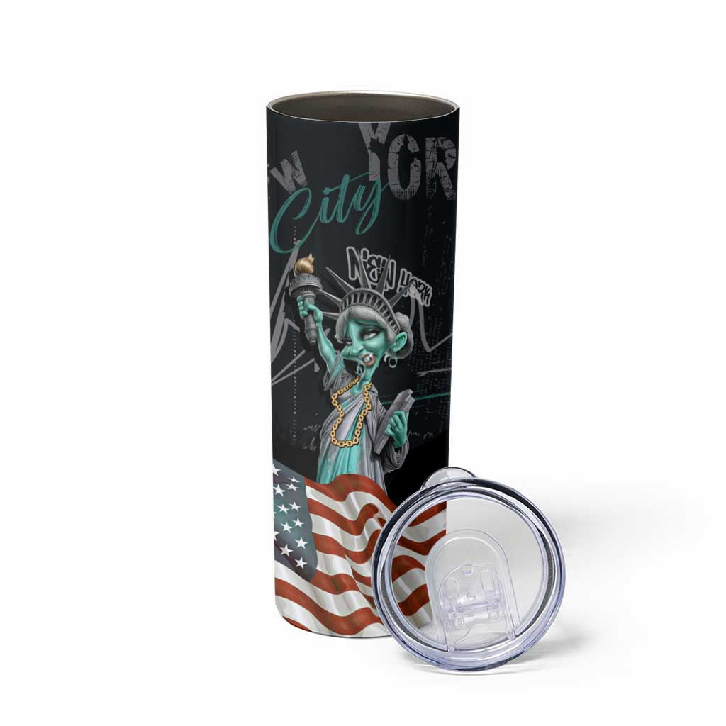 Street Art Liberty Skinny Tumbler with Graffiti Print and Cartoon Statue of Liberty - Wonder Print Shop