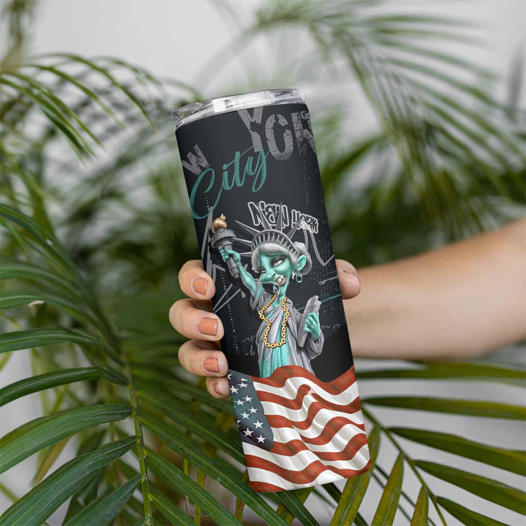 Street Art Liberty Skinny Tumbler with Graffiti Print and Cartoon Statue of Liberty - Wonder Print Shop