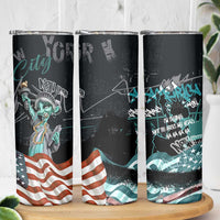 Street Art Liberty Skinny Tumbler with Graffiti Print and Cartoon Statue of Liberty - Wonder Print Shop