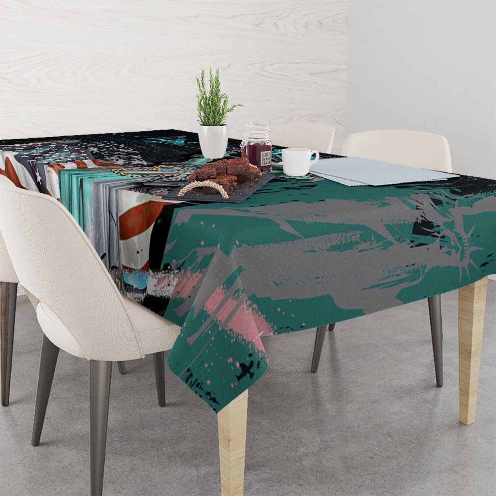 Street Art Liberty Tablecloth with Graffiti Print and Cartoon Statue of Liberty - Wonder Print Shop