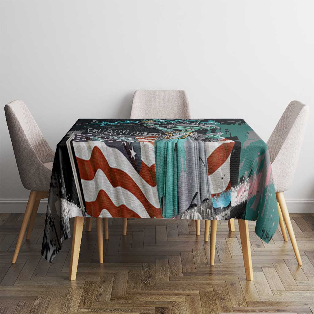 Street Art Liberty Tablecloth with Graffiti Print and Cartoon Statue of Liberty - Wonder Print Shop