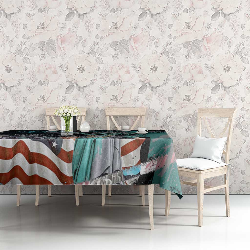 Street Art Liberty Tablecloth with Graffiti Print and Cartoon Statue of Liberty - Wonder Print Shop
