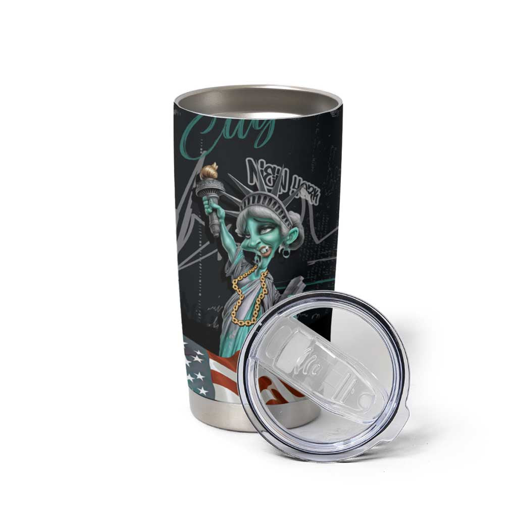 Street Art Liberty Tumbler Cup with Graffiti Print and Cartoon Statue of Liberty - Wonder Print Shop