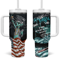 Street Art Liberty Tumbler With Handle with Graffiti Print and Cartoon Statue of Liberty - Wonder Print Shop
