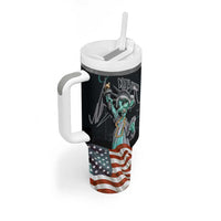 Street Art Liberty Tumbler With Handle with Graffiti Print and Cartoon Statue of Liberty - Wonder Print Shop