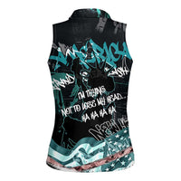 Street Art Liberty Women Sleeveless Polo Shirt with Graffiti Print and Cartoon Statue of Liberty - Wonder Print Shop