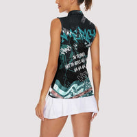 Street Art Liberty Women Sleeveless Polo Shirt with Graffiti Print and Cartoon Statue of Liberty - Wonder Print Shop