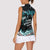 Street Art Liberty Women Sleeveless Polo Shirt with Graffiti Print and Cartoon Statue of Liberty - Wonder Print Shop