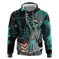 Street Art Liberty Zip Hoodie with Graffiti Print and Cartoon Statue of Liberty - Wonder Print Shop