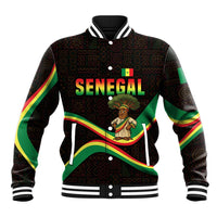 Senegal Tribal Pattern Baseball Jacket Baobab Character and Red Yellow Green Flag Theme Design - Wonder Print Shop
