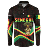 Senegal Tribal Pattern Button Sweatshirt Baobab Character and Red Yellow Green Flag Theme Design - Wonder Print Shop