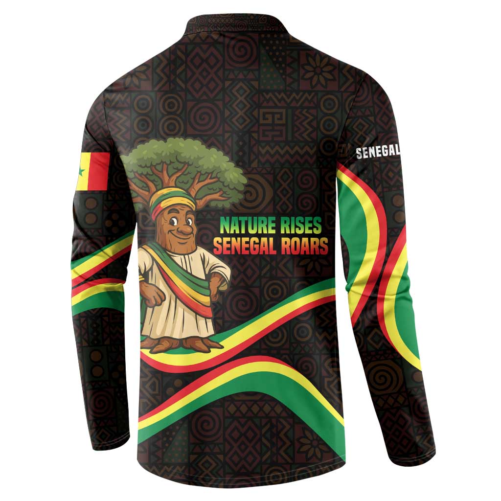 Senegal Tribal Pattern Button Sweatshirt Baobab Character and Red Yellow Green Flag Theme Design - Wonder Print Shop