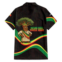 Senegal Tribal Pattern Family Matching Long Sleeve Bodycon Dress and Hawaiian Shirt Baobab Character and Red Yellow Green Flag Theme Design - Wonder Print Shop