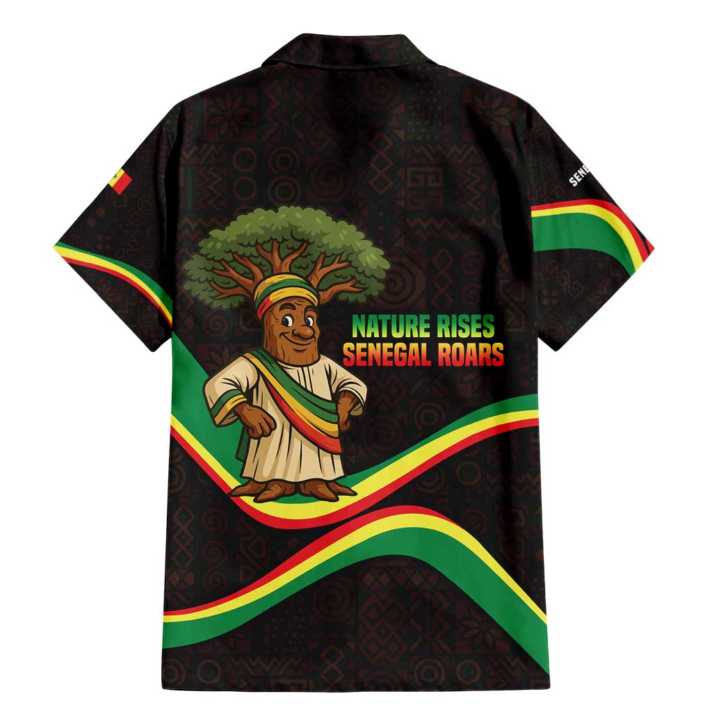 Senegal Tribal Pattern Family Matching Mermaid Dress and Hawaiian Shirt Baobab Character and Red Yellow Green Flag Theme Design - Wonder Print Shop