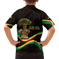 Senegal Tribal Pattern Family Matching Off The Shoulder Long Sleeve Dress and Hawaiian Shirt Baobab Character and Red Yellow Green Flag Theme Design - Wonder Print Shop