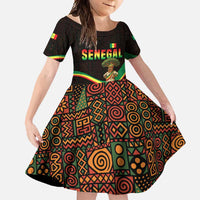 Senegal Tribal Pattern Family Matching Off Shoulder Maxi Dress and Hawaiian Shirt Baobab Character and Red Yellow Green Flag Theme Design - Wonder Print Shop