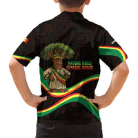 Senegal Tribal Pattern Family Matching Puletasi and Hawaiian Shirt Baobab Character and Red Yellow Green Flag Theme Design - Wonder Print Shop