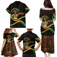 Senegal Tribal Pattern Family Matching Puletasi and Hawaiian Shirt Baobab Character and Red Yellow Green Flag Theme Design - Wonder Print Shop