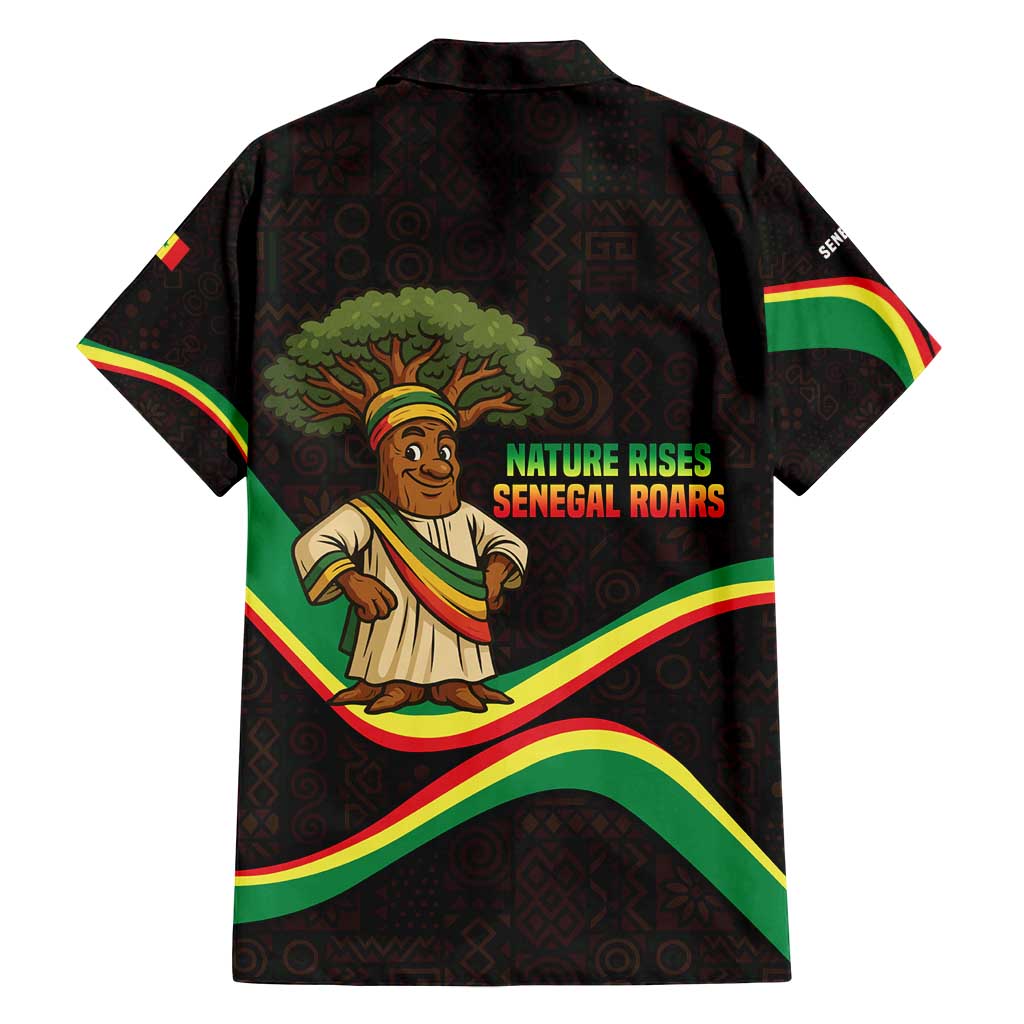 Senegal Tribal Pattern Family Matching Puletasi and Hawaiian Shirt Baobab Character and Red Yellow Green Flag Theme Design - Wonder Print Shop